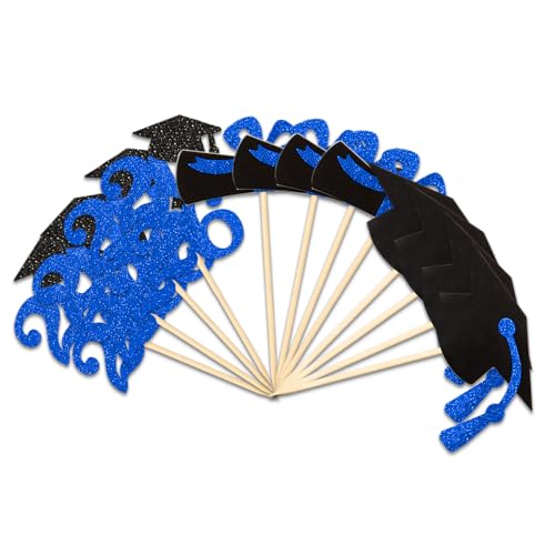 Image of 2026 Blue Glitter Graduation Cupcake Topper