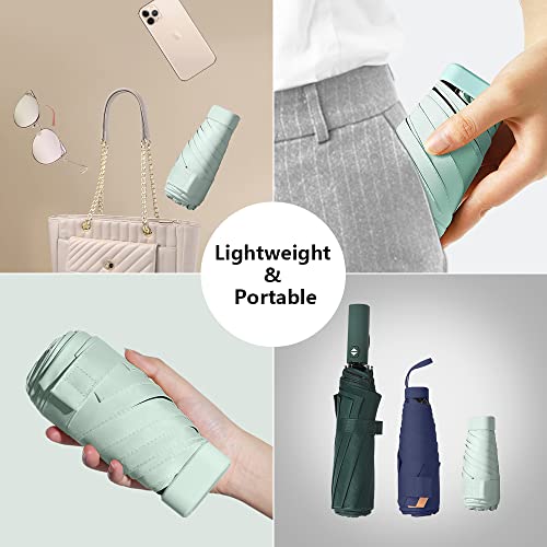 Image of Mini Travel Sun Umbrella for Purse With Case,Small Compact UV Umbrella Protection Sun,Lightweight Portable Parasol Windproof for Women Men Kids