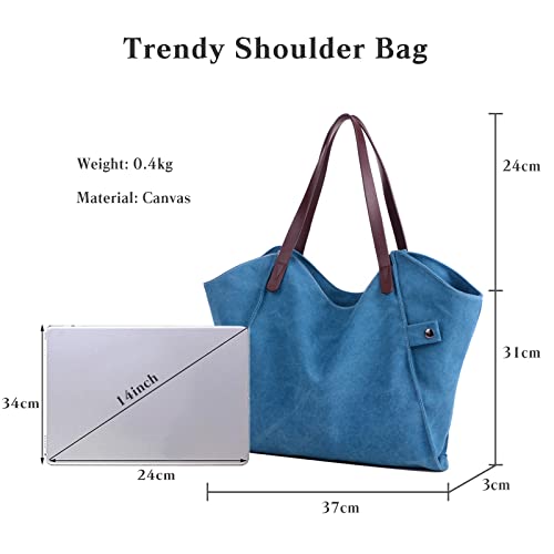 PORRASSO Women's Handbag Canvas Tote Large Shoulder Bag Ladies Hobo Top-Handle Bag3