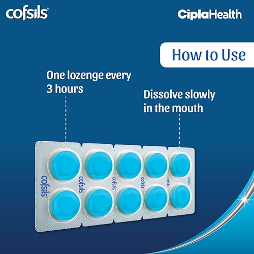 Image of Cipla Cofsils Lozenges (100 Count) | Fresh Mint Flavour | Quick Relief from Sore Throat, Itchy Throat and Scratchy Throat (10 x 10 Strips)