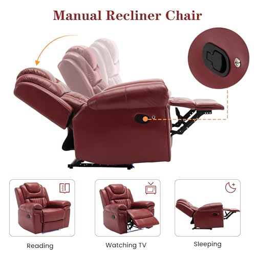 Sillón reclinable de cuero sintético Rojo miniatura 6