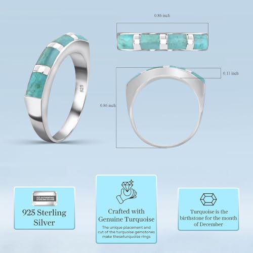 shop lc turquoise rings for women 925 sterling silver band boho turquoise jewelry for women santa fe style promise rings birthday gifts for womens