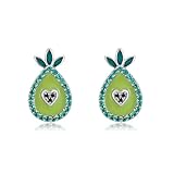 DAYLINLOVE Pendientes de tuerca de plata de ley 925 con aguacate, joyería de aguacate, regalo para mujeres amantes del aguacate, Circonia cúbica