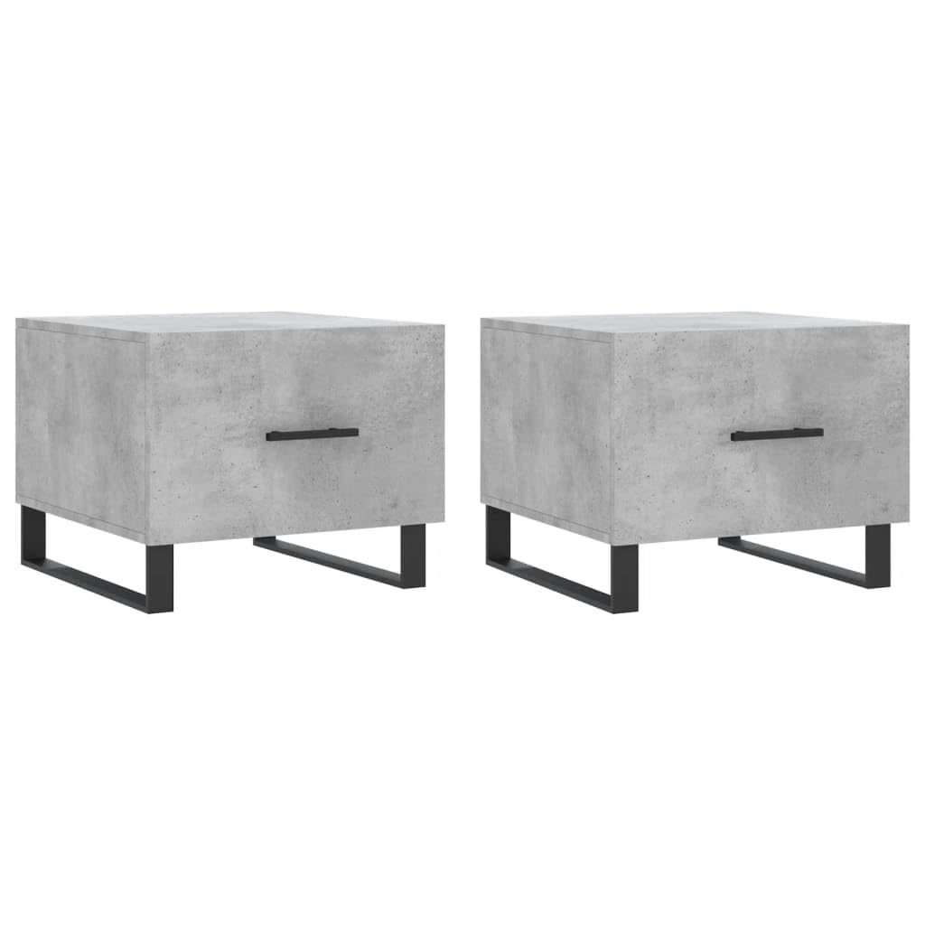 Table basse gris béton 50x50 cm lot de 2 avec tiroir