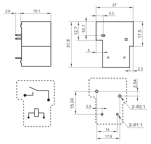 Relé JQX-15F T90 de alta capacidad con conmutación electromagnética de 4 pines 3