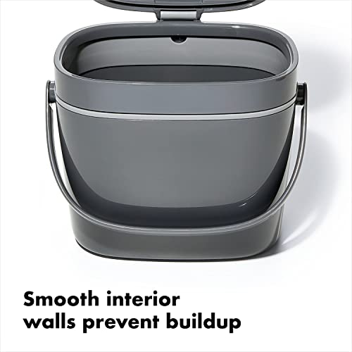 OXO Good Grips Easy-Clean Compost Bin, Charcoal , 1.75 Gal/6.62 L | Food Waste, Organic, Trash Disposal, Clean, Low-Effort, Conceals Bags, Locks in Odors, Smooth Interior, Kitchen Countertop - image 4