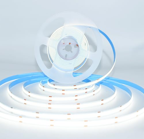 Image of COB Strip Lights,DC12V 16.4ft /5m Super Bright Dimmable 38400LM LED Light Strips, Non-Waterproof 1920 LEDs Ribbon Light, More Evener Lighting Than SMD Strip Lights (Daylight White 6500K)