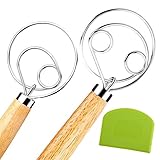 Danish Dough Whisk ,2 Pack Large Premium 13.5 inch Stainless Steel Danish Dough Whisk With a Dough...