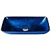 KRAUS Rectangular Blue Glass Vessel Bathroom Sink, 22 inch GVR-204-RE
