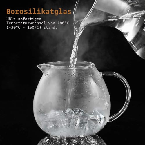 glastal Glas Silberne Teekanne 1500ml mit 18/8 Edelstahl Teesieb Borosilicate Glas Teebereiter Glaskanne Geeignet für Teewarmer – Ansicht 5