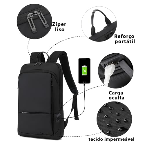 Mochila Masculina Executiva Impermeável para Notebooks de Até 15.6 Polegadas Premium com Backpack