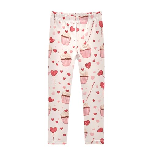 Wusikd Cupcakes Girls' Leggings Toddler Doodles Heart Kids Yoga Pants Dance Active Tights 4T