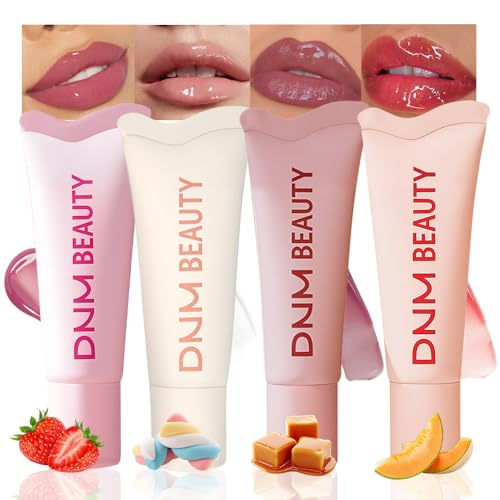 Image of 4Pcs Tinted Lip Serum Melting Lip Balm, Hydrating Tinted Lip Balm For A Glossy Finish & Soft, Nourished Lips with Plumping Polypeptides, Supple Lips, Vegan & Cruelty-Free (A05#01+02+03+04)