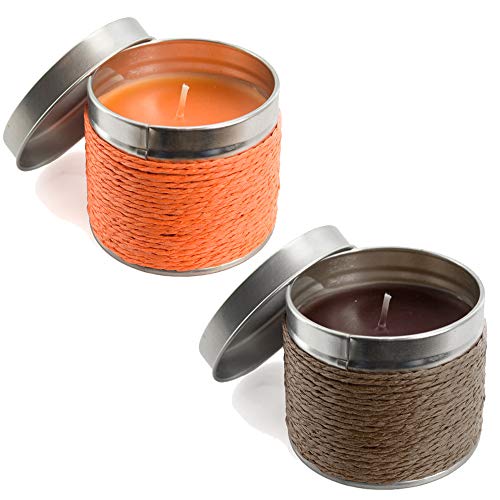 Natuiahan Set de 2 Velas Perfumadas con Recipientes Metálicos (Fragancias de Naranja y Chocolate) Cover