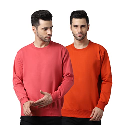 Image of Mack Jonney Fleece Round Neck Printed Sweatshirt for Men (Pack of 2)-SW RRN PNK 49 Sky 02-P