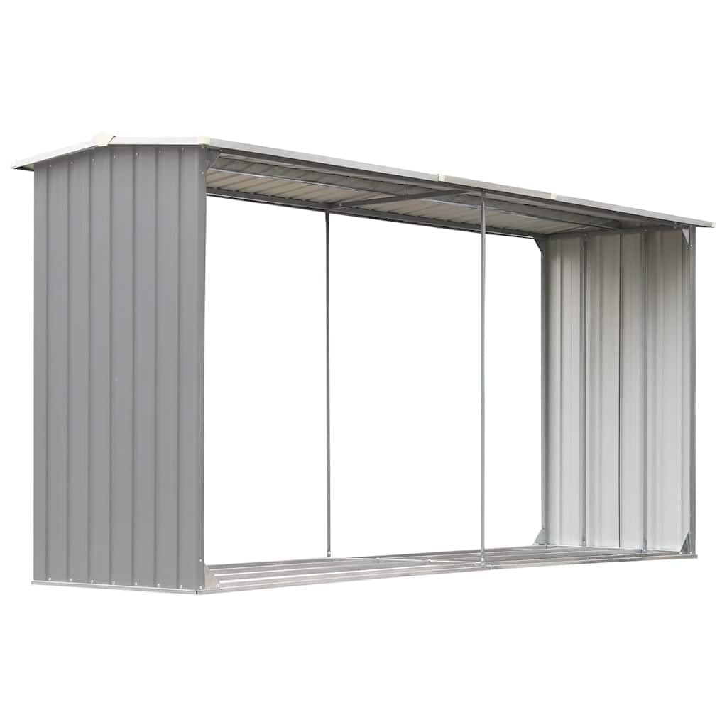 New Vidaxl Galvanised Steel Garden Log Storage Shed 330X92x153 Cm, - Grey 44860