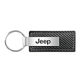 Jeep Cherokee Black Carbon Fiber Texture Leather Key Chain