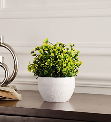 Image of Foliyaj Artificial Yellow Daisy Plant with Pot | Place This Faux Plant on Shelves, Desks, Side or Center Tables to Decorate Your Home or Office | Fake Plants for Interior Decoration