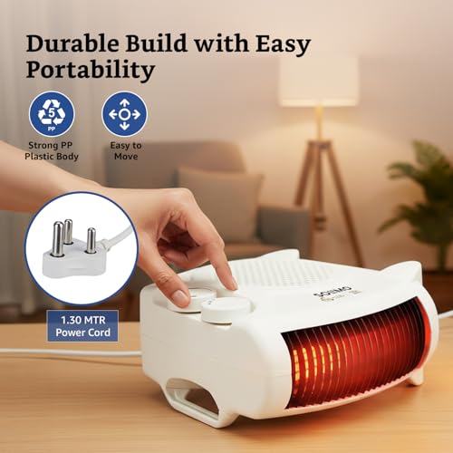 Image of Amazon Brand - Solimo 2000 /1000 Watts Room Heater with Adjustable Thermostat (ISI certified, Beige colour, Ideal for Small to Medium Room / Area)