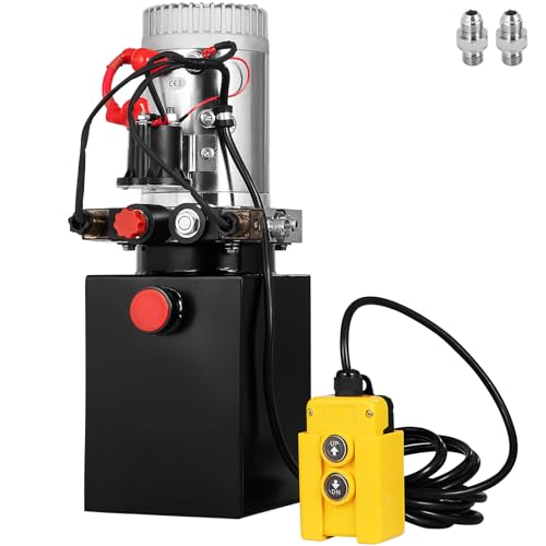 Happybuy Electric Hydraulic Pump - 4 Quart, Double Acting, Metal Reservoir, Ideal for Dump Trailer