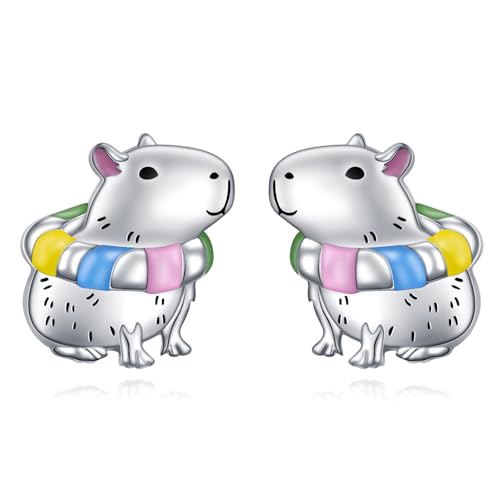 Animal Earrings 925 Sterling Silver Capybaral Cow Bunny Stud Earring for Women Capybara Jewelry Animal Earrings Jewelry