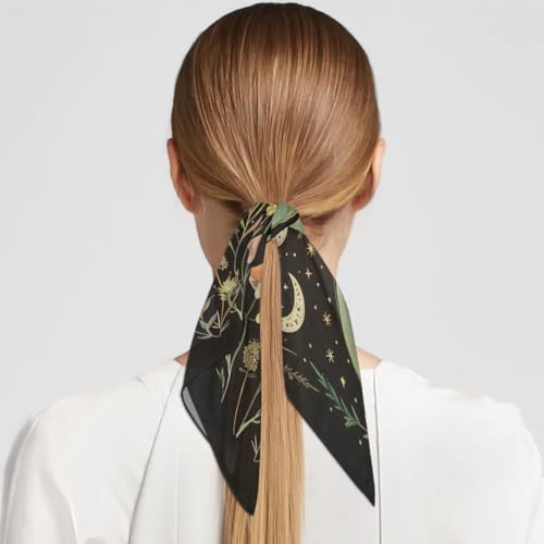 Vintage Moon Phase Moth Silk Feeling Scarf Head Scarf for Women 23.6 x 23.6 Inch Neckerchief Lightweight Square Scarves Bandana Hair Wrap for Sleeping4