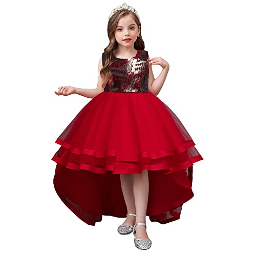 Robe broderie fille haut de gamme coloris bordeaux avec finitions scintillantes