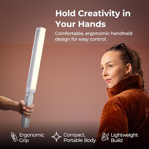 Image of Digitek (DSL-1000 RGB) Handheld RGB LED Stick Light Wand with Barndoor, Battery Pack & Remote, 100W+80W RGB, 14 Special Effects, 0-360 HSI Full Color, 2700-7500K, CRI >97, for Photo & Videoshoots