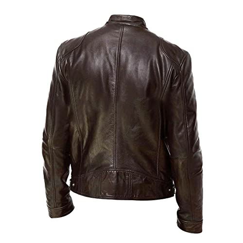 Ymosrh Men's Leather Jacket Faux Motorcycle Jacket Pu Bomber with Hood Jackets, S-L3