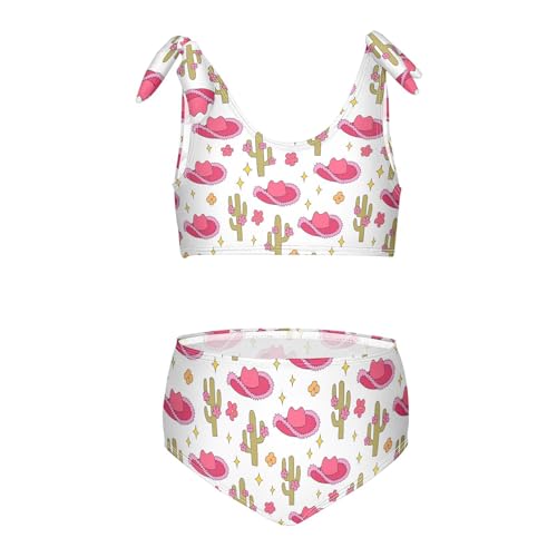 Toddler Girls Bikini Set Cowboy Hats Cacti Swimsuits Kid Bowknot Swimwear 2 Piece Bathing Suit 3-12T