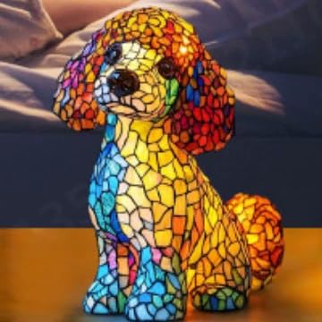 JORCEDI Boxer Dog Night Light - Stained Glass Art Lamp | Energy Class A | Also Available: Corgi, Pug, Shih Tzu, Schnauzer, Dachshund (1)
