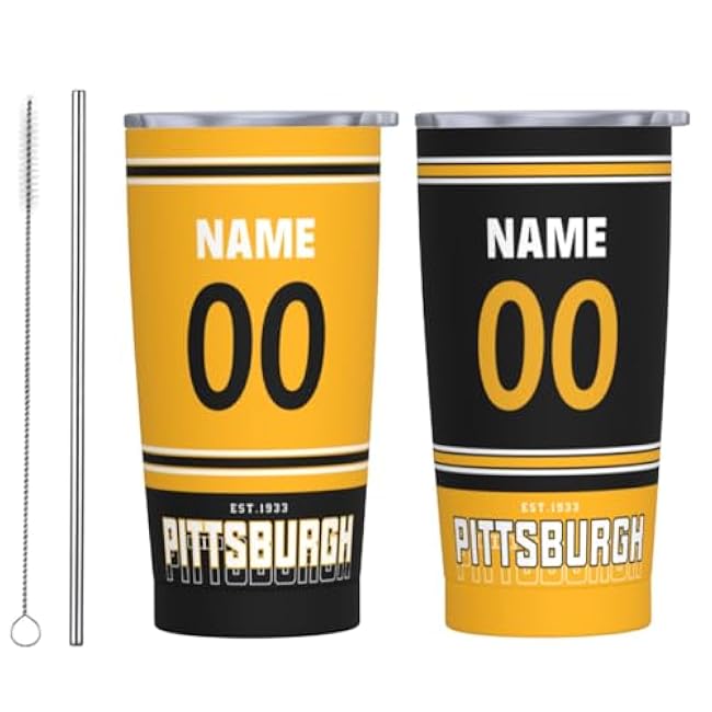 Green Bay Customize 20oz stainless steel Cup and Straw, Gifts for Men Women, Stainless Steel Vacuum Insulated Flip Straw Spill Proof Travel Mug Cup