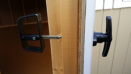 Shed Door T-Handle Lock Kit - Longer 5-1/2" Stem - Includes 2 Keys, 2 Screws, Allen Wrench, 5-1/2" Stem, Shed Lock, Barn Door Lock, Playhouse Lock & Chicken Coop Lock (Black) #TOP2