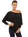 PattyBoutik Women's One Shoulder Batwing Sweater Knit Top (Black M)