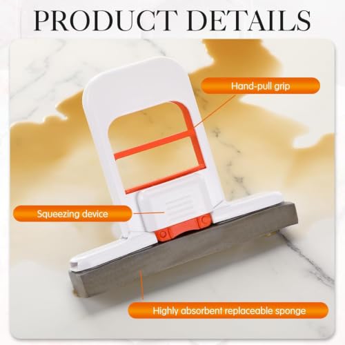 Image of UCRAVO Mini Sponge Mop for Kitchen & Home Cleaning | Self Squeeze Foldable Sponge Mop | Wet & Dry Portable Cleaning for Bathroom, Glass,Car Mirror, Countertop | Mini with Self Wringing Handle