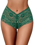 Avidlove Sexy Panties for Women Lace Underwear High Waist Cheeky Panty Green