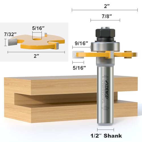 Image of 1 /2 Shank 3 Wing Slotting Cutter Router Bit for T-Molding Slot Cutting | 7 /32 inch Carbide Height