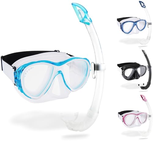 Cressi Samoa & Mexico - Combo Set Mask Samoa + Snorkel Mexico Diving and Snorkelling, Clear/Aquamarine, One Size, Unisex Adult