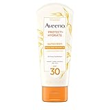 Aveeno Protect + Hydrate Moisturizing Sunscreen Lotion with Broad Spectrum SPF 30 & Antioxidant Oat, Oil-Free, Sweat- & Water-Resistant Sun Protection, Travel-Size, 3 oz