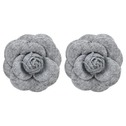 Image of PATIKIL Camellia Fabric Pin, 2 Pcs Flower Brooch Artificial Flowers Brooches for Women Girls Cloth Wedding Party Decor Accessories Jewelry Gift, White