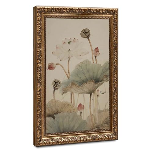 Poster rétro asiatique oriental nénuphar fleurs décoration murale chambre