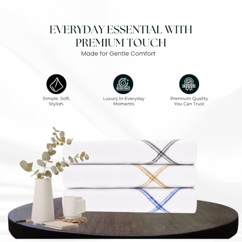 Image of Men's White Cotton Handkerchiefs | Soft & Sweat Absorbent Hankies for Men & Boys | Daily Use Rumal for Office, Travel & Everyday Use | Size 50 x 50 cm | Pack of 3
