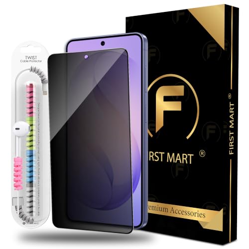 Image of FIRST MART Privacy Tempered Glass for Samsung Galaxy S26 With Cable Guard & Installation Kit | Anti-Spy 9H Screen Protector, Edge-to-Edge, Case-Friendly | Black