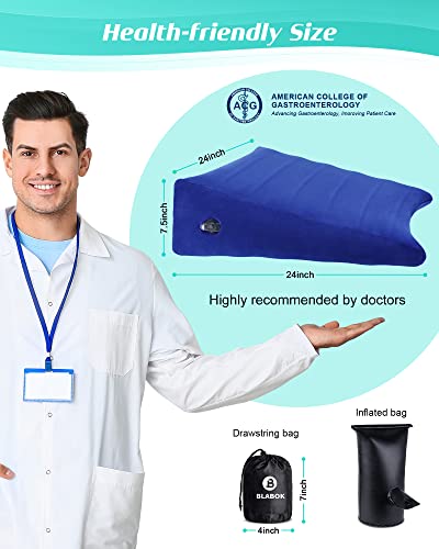 Blabok Inflatable Wedge Pillow For Sleeping, Traveling, Reading, Triangle Bed Wedge Pillow (Blue) #TOP3