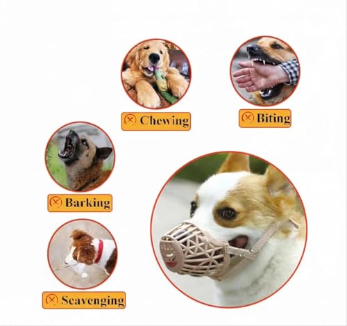 Image of Adjustable Breathable Basket Muzzle Small Dogs | Anti-Biting, Anti-Barking & Comfortable Pet Mouth Guard | Durable & Skin-Friendly Dog Muzzle for Training & Walking Weight Upto 10kg Extra Small Size