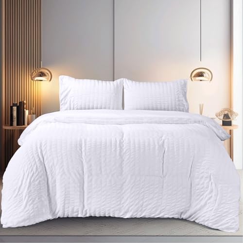 Utopia Bedding Seersucker King Duvet Cover (White)