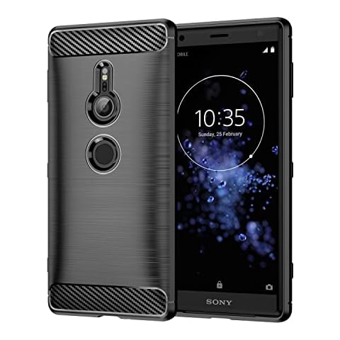 CruzerLite Case Compatible with Sony Xperia XZ2 Case, Carbon Fiber Shock Absorption Slim Case Compatible with Sony Xperia XZ2 (2018) (Black) Cover