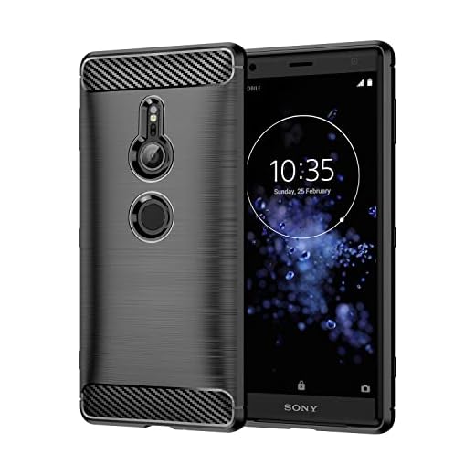CruzerLite Sony Xperia XZ2 fodral, kolfiber stötdämpning smalt fodral till Sony Xperia XZ2 (2018), Svart