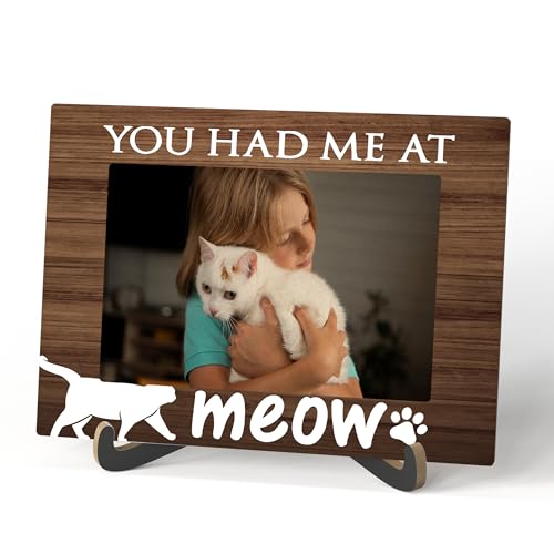 Qiwog Pet Photo Frame - Cat Lover Wooden Tabletop Frame