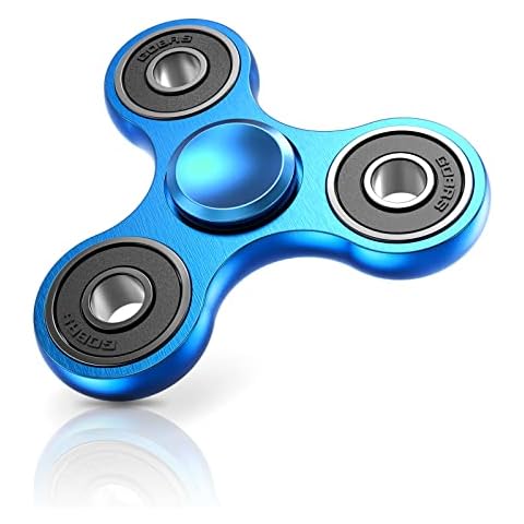 Aolcev Fidget Spinner Hand Spinner Fidget Toy Stainless Steel Metal Fast Bearing 2-5 Minutes Spins Hand Spinner Tri Finger Gyro Toy EDC ADHD Focus Anxiety Stress Relief Toys for Kids Women Men-Blue Cover